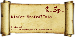 Kiefer Szofrónia névjegykártya